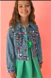 Lola and the boys jelly bean denim jacket. Nwt Size 14 Runs Small. Gems