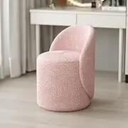 Imitation Cashmere Makeup Chair, Bedroom Makeup Chair, 360 ° Rotating Makeup Stool, Comfortable backrest Solid Wood Frame, Suitable for Dressing Table, Bedroom Dining Chair (Pink,Regular Style)