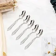 Tea Spoon Dessert Spoons 5.5" 3/4/5/6 PCS Gold Plated 18-10 Stainless Steel Coffee Spoon Dishwasher Safe Glossy Silver Dessert Espresso Tea Spoon Set 5PCS-Silver