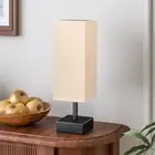 Linen Black Small Table Lamp - Bedside Lamp for Bedroom, Minimalist