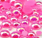 600 pieces AB Hot Pink Mix Sizes flat back resin Pearl Cabochons