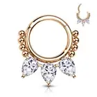 All Surgical Steel 3 Prong Set CZ Beads Precision Hinged Segment Hoop Rings