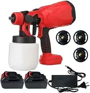Cordless Paint Spray Gun, Electric High Pressure Paint Sprayer with 3 Nozzles and 2 Battery, 700ml Capacity, Portable Automatic Spray Gun for Wall Varnishes, Glazes and Fence Spray