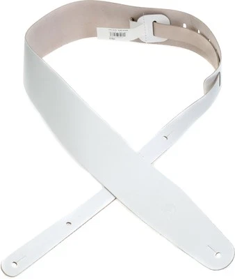 D'Addario 2.5" Basic Classic Leather Guitar Strap - White (3-pack) Bundle