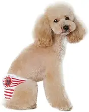 Generic Adjustable Pet Physiological Pants for Dogs Comfortable Stripe Pattern Sanitary Diapers for Female Dogs Red S Breathable Material Protects Floors and Furnishings