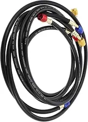 TOPPERFUN Sturdy Alloy Rubber Car Ac Charging Hoses 3 Pack Manifold Gauge Hose for Integrated Valves and Gauges for Easy Repair
