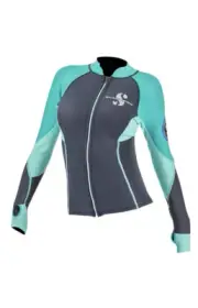 Used ScubaPro Women's 1.5mm Everflex Long Sleeve Rash Guard, Teal, Large New