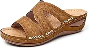 [Generic] Woman Orthopedic Comfy Summer Slippers with Three Arch Support Design Comfortable Strap Sandals and Flip Flops with Arch Support Beach Non Slip Slides (Brown 41 M EU)