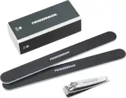 TWEEZERMAN Black Nail File, Nail Clippers and Nail Buffer Travel Kit Size:4 P...