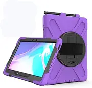 Case for Samsung Galaxy Tab Active Pro 10.1 T540 T545 T547, Military Grade [15 ft Drop Tested] Full-Body Shockproof Protective Cover with 360° Rotation Stand, Hand Strap & Pencil Holder (Purple)