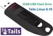 Tails Linux 6.10 Anonymous Live OS Secure Bootable SanDisk 32GB USB Flash Drive