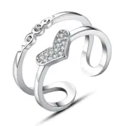 3PCS Silver plating Jewelry Retro Fashion Woman Hollow Size Adjustable Ring