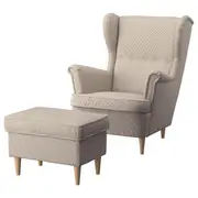 STRANDMON armchair and footstool, Kelinge beige