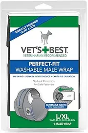 Vet's Best Washable Male Dog Diapers | Absorbent Male Wraps with Leak Protection | Excitable Urination, Incontinence, or Male Marking | Large/XL | 1 Reusable Dog Diaper Per Pack