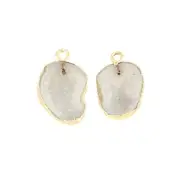 Elegant Natural Geode Druzy Gemstone Brass DIY Single Bail Connector