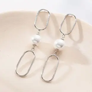 【Sayaka 紗彌佳】耳環 飾品 簡約氣質幾合珍珠造型垂墜耳環