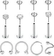 [MODRSA] 16g Lip Rings Studs Labret Piercing Jewelry Tragus Earrings Hoop Horseshoe Septum Ring Helix Cartilage Piercings Clear Lip Retainer for Work Medusa Monroe Piercing Jewelry