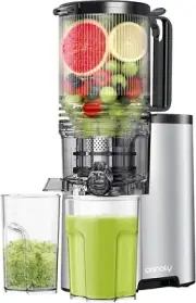 Nutritious Slow Masticating Juicer with 5.4" Feed Chute - Classic Silver Design