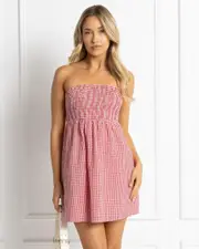 [Mooloola] Mooloola Women's Kennedy Dress in Red Gingham 0 Red Gingham
