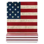 Ceramic Coasters Absorbent for Drinks, Patriotic Coaster with Cork Usa Flag
