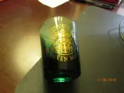 Vintage-1996 Renaissance Faire-standard Shotglass-Green Man-Green tint-by Libbey