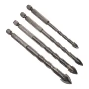 4pcs Titanium Masonry Drill Bit 6-12mm Cross Drill Bits Tip 98-122mm Yellow