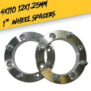 Pair (2) of 1" 4x110 Wheel Spacers 12x1.25 for Yamaha Viking Wolverine YXZ1000R