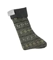NWT - Nicole Miller Home - Gray Nordic Christmas Stocking - Snowflakes - 22"