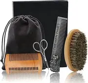 Beard Brush Set Professional Beard Comb Brush Care Mane Oval Brush S le Modeling H Stainl Steel Comb Beard Scissors Grate Comb