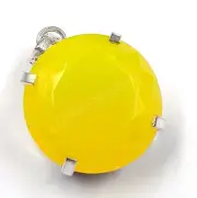 Natural 76.30 Ct Yellow Opal 925 Solid Silver Pendant Round Cut Gemstone 5MSX