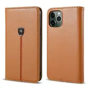 For Iphone 11 Pro Max Microfiber Horizontal Flip Leather Case With Holder and Card Slots and Wallet(Brown)