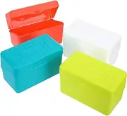 SEWACC 4Pcs Index Card Storage Box Plastic Note Card Holder for Recipes Business Cards Office Organization Flip Design Easy Access