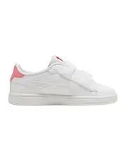 [PUMA] Smash 3.0 Badges Self-Fastening Pre-School Sneakers in White/Passionfruit
