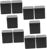 [HAKIDZEL] Tinplate Tea Jar Set 10 Pcs Square Metal Tea Storage Boxes Airtight Tin Cans Candy Cookies Easy to Clean