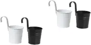 Toddmomy 2sets Metal Flower Bucket Planter Detachable Hooks for Fence Railing Balcony Decor Hanging Flower Pots for Succulents 2pcs*2
