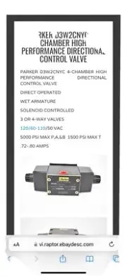 Directional Control Valve 5000 PSI NIB Parker D3W002CNYC