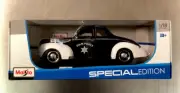 MAISTO SPECIAL EDITION 1939 FORD DELUXE-POLICE BLACK & WHITE PAINT 1/18 SCALE