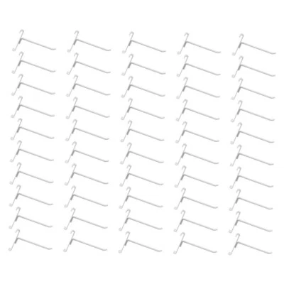 50 PC WHITE 4" Long Gridwall Hooks Grid Panel Display Wire Metal Hanger Retail