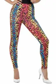 Smiffys Neon Leopard Print Leggings