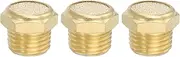 uxcell Brass Pneumatic Exhaust Muffler 1/4" NPT 3 Pcs Flat Sintered Air Breather Vent Filter Solenoid Valve Noise Reducer Fitting for Compressor Cylinders Oil Tanks Air Tools, Golden