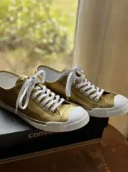 Converse Jack Purcell Womens Size 9.5 Gold Canvas Low Top Shoes Sneakers
