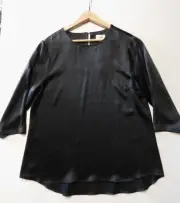 Seed Heritage Women's 14 Black Shiny Acetate Top