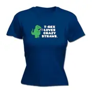 Animal Trex Loves Crazy Straws Dinosaur - Funny Novelty Womens T-Shirt T Shirt Tshirt
