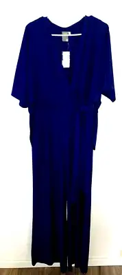 New With Tags Taylor Navy Jumpsuit size 10 NWT Wide legged Pants Dressbarn Wrap
