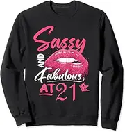 [X.Style] Sassy and Fabulous 21 Year Old 21st Birthday Party Sweatshirt ds1662 Sweater (M) Black