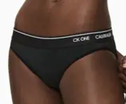 CALVIN KLEIN CK One Microfiber Black White Bikini Panty Womens Sz M 6 L 7 XL 8