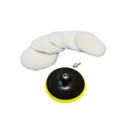 Lambswool Polishing Pads Sheepskin Buffing Pads, 7 Piece Set. Includes 5 4 Inch