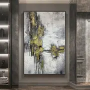 Mintura Handmade Gold Abstract Oil Painting On Canvas Wall Art Modern Home Decor