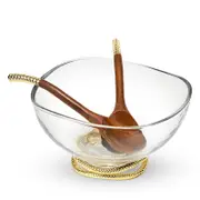 Nambe Braid Gold Glass Salad Bowl & Servers