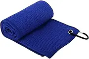 Waffle Pattern Golf Towel for Ball Cleaning, Lightweight Design, Blue
